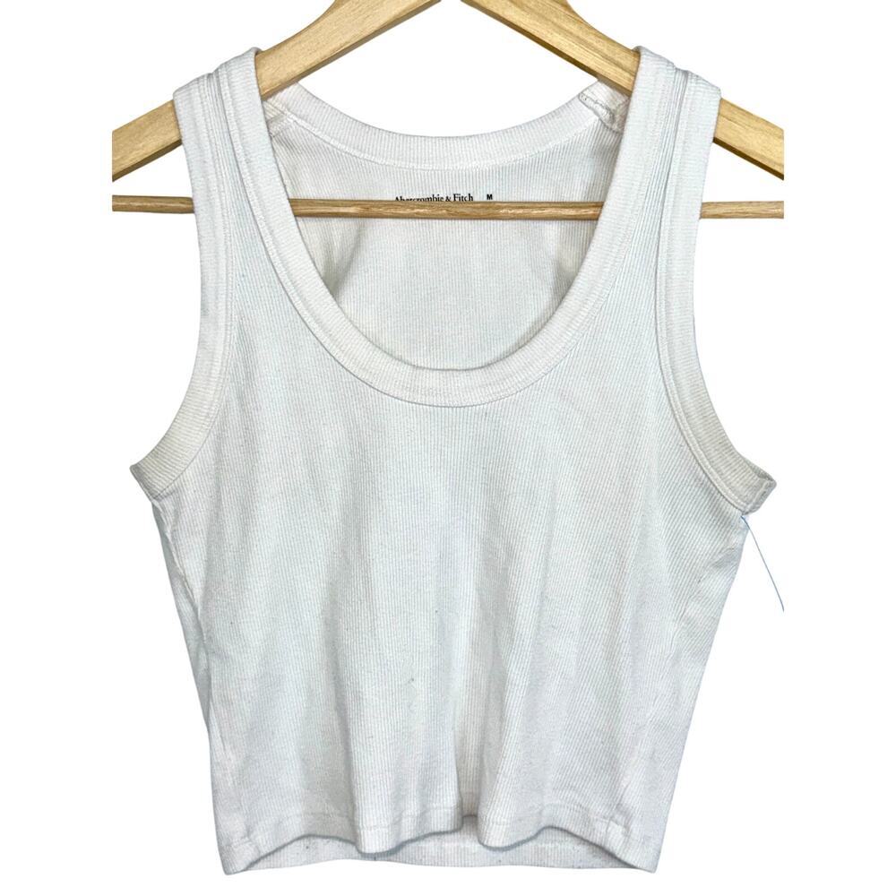 Abercrombie & Fitch Soft AF Essentials White Knit Crop Top Tank Top Women Size M